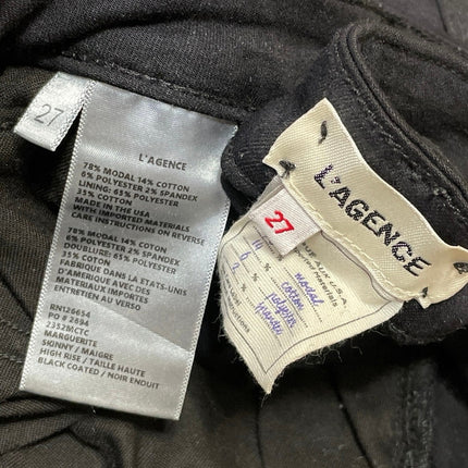 L' Agence Women's Black High Waisted Slim Fit Skinny Denim Jeans Pants Size 27