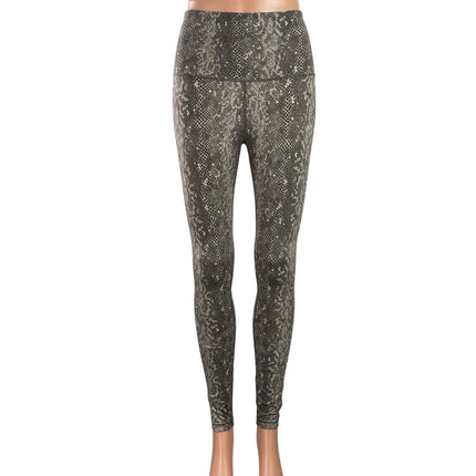 Womens Gray Snakeskin Animal Print High Rise Yoga Athletic Leggings Pants Size S