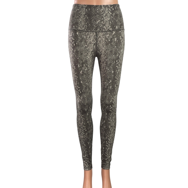 Womens Gray Snakeskin Animal Print High Rise Yoga Athletic Leggings Pants Size S