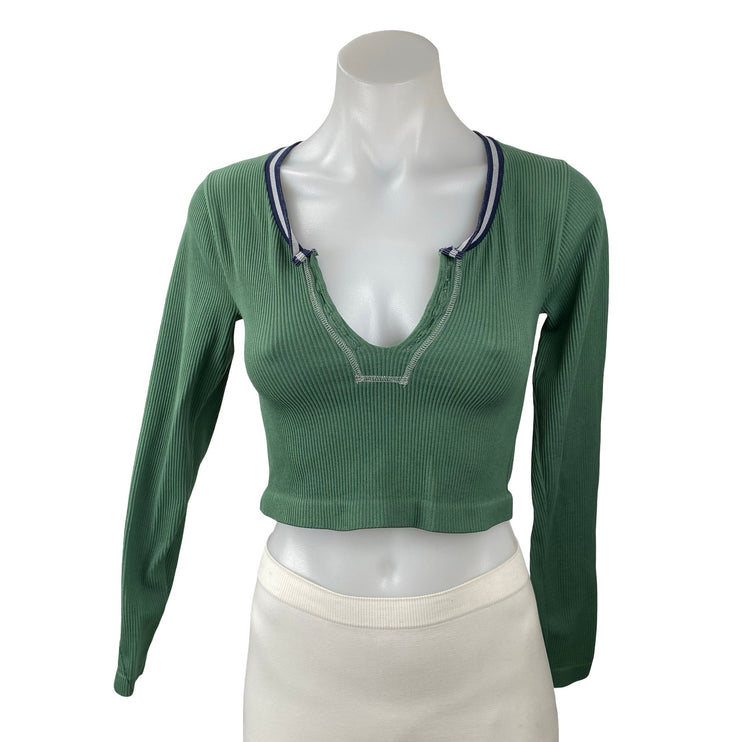 Urban Outfitters Out From Under Long Sleeve V Neck Ribbed Knit Crop Top Size L