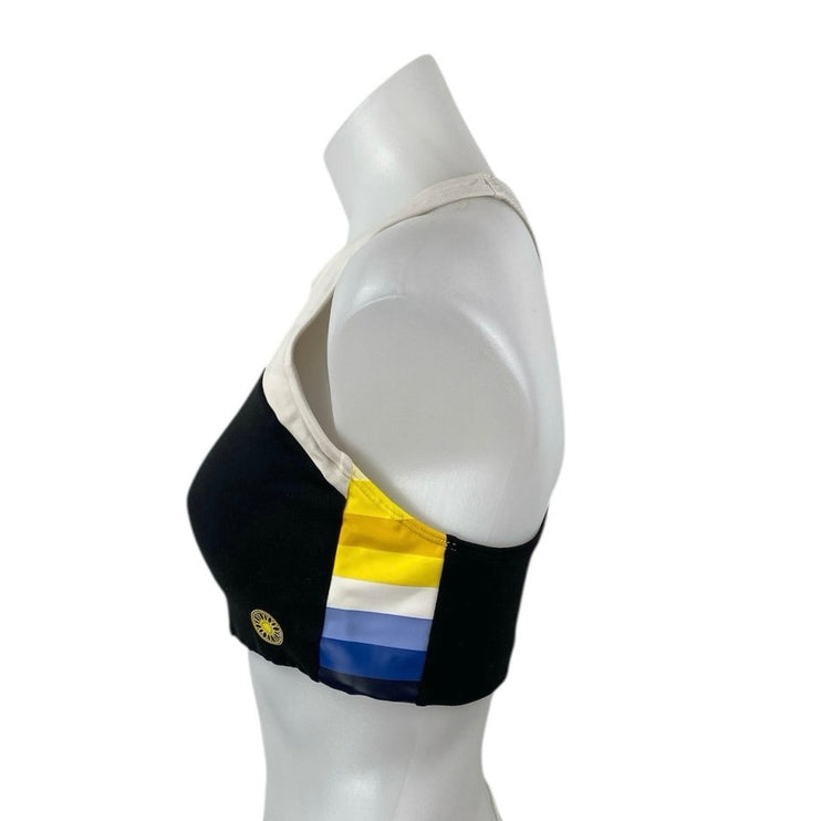 Tory Burch Sport Women Black Colorblock Racerback Yoga Athletic Sports Bra Top M