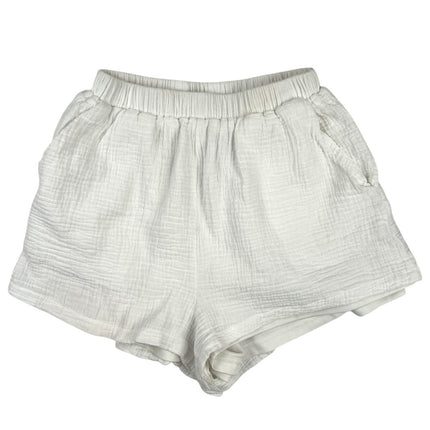 Princess Polly Mateo White Linen Like Elastic Waist Pull On Casual Shorts Size 2
