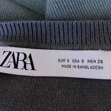 Zara Women's Gray Ribbed Sleeveless Crew neck Stretch Knit Crop Tank Top Size S