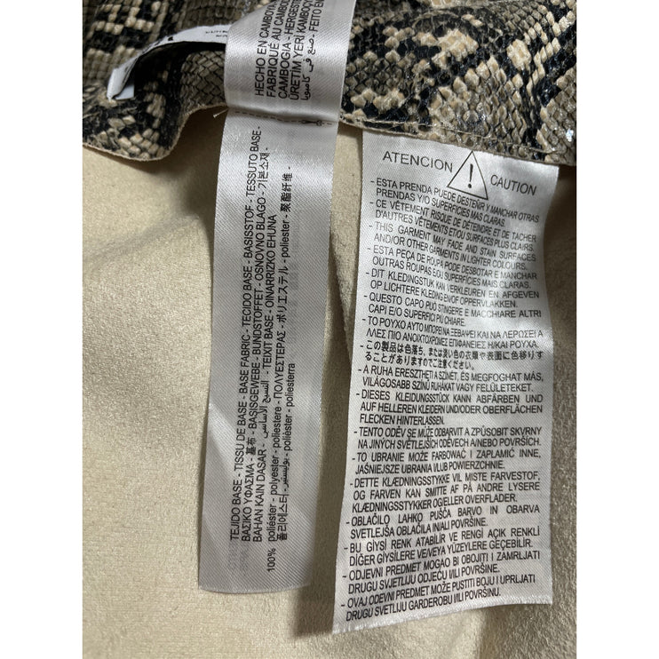 Zara Women's Snakeskin Faux Vegan Leather High Rise Mini Flare A-Line Skirt M