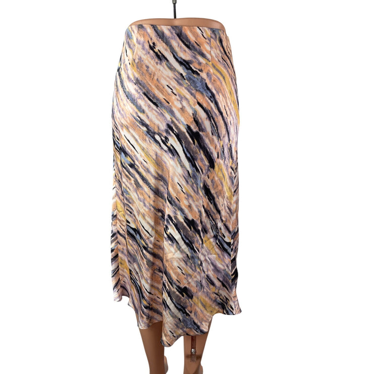 Aritzia Babaton Multicolor Abstract Striped High Waisted Midi Slip Skirt Size 2