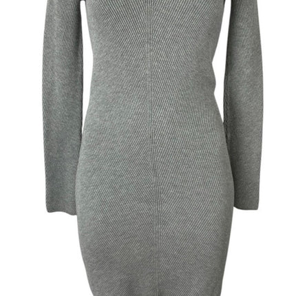 Aritzia Wilfred Free Gray Knit Sculpt Long Sleeve Mini Bodycon Sweater Dress S