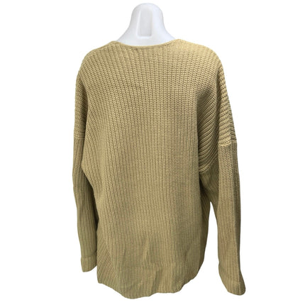 Weworewhat Women's Tan Knit Deep V Long Sleeve Pullover Sweater Top Size XS/S