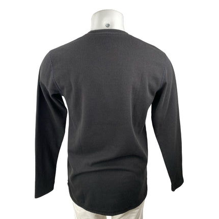 BYLT Mens Black Long Sleeve Crew Neck Waffle Knit Thermal T Shirt Tee Top Size M