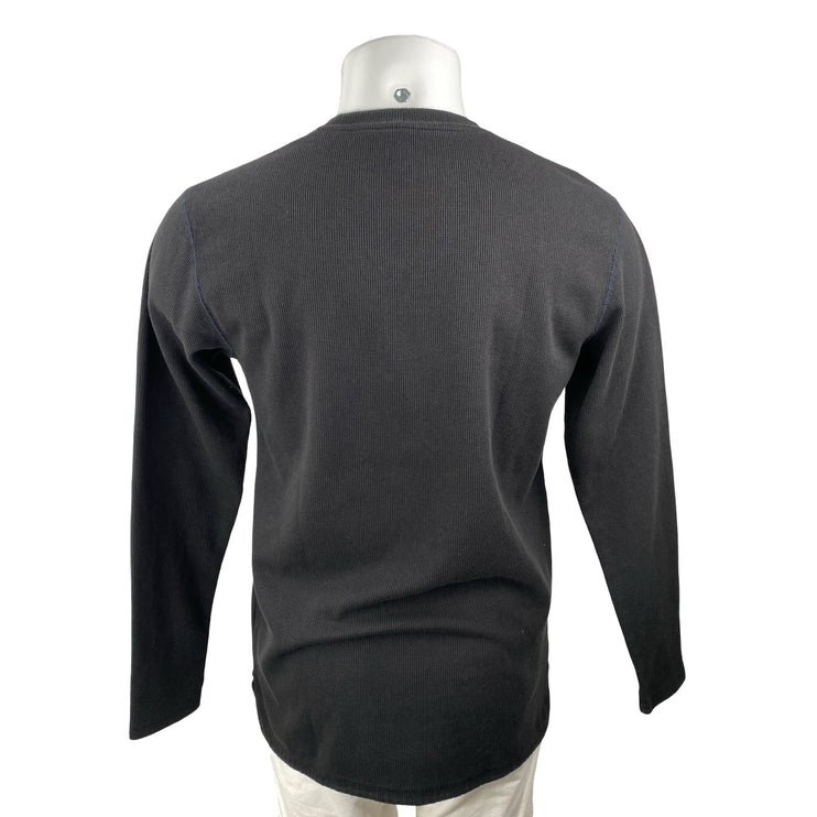 BYLT Mens Black Long Sleeve Crew Neck Waffle Knit Thermal T Shirt Tee Top Size M