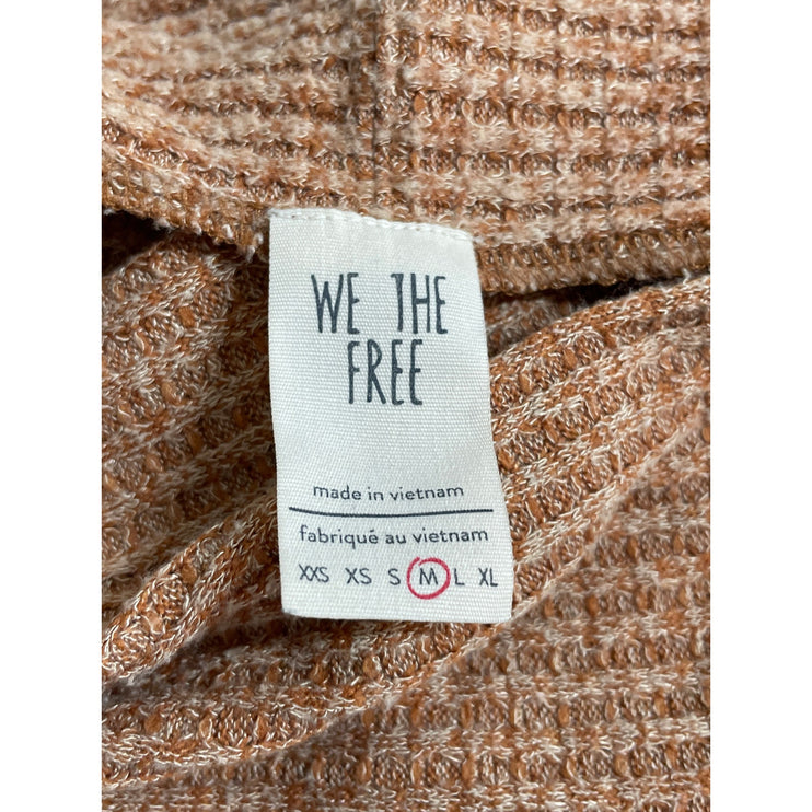Free People Womens Brown Ribbed Boat Neck Long Sleeve Sweatshirt Sweater Top M