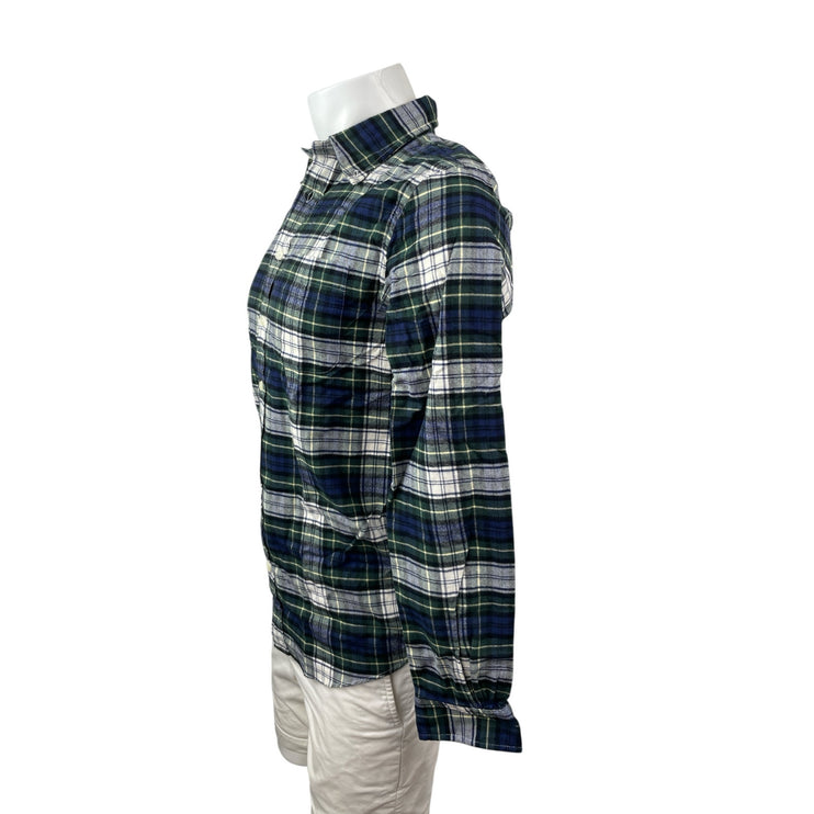 Brooks Brothers Men's Blue Plaid Long Sleeve Flannel Button Down Shirt Top Sz S