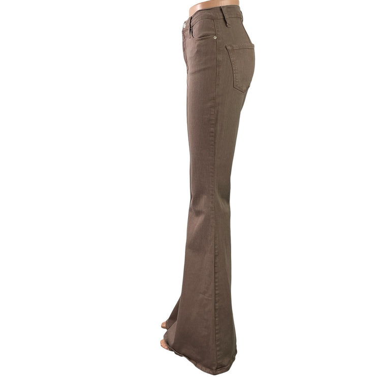Fashion Nova Women Tan Brown High Rise Flared Bootcut Bell Bottom Denim Jeans 5
