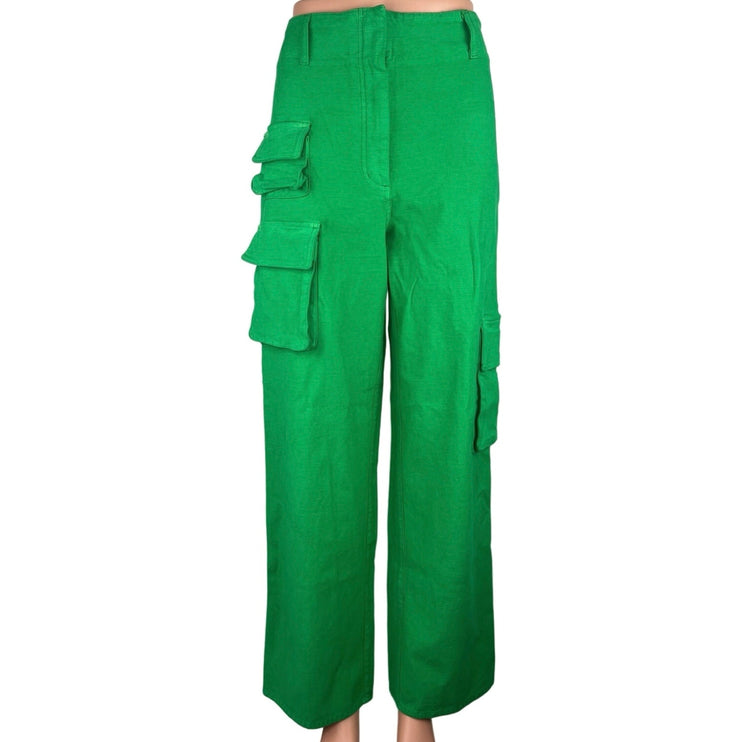 Aritzia Wilfred Free Green Cotton High Rise Ankle Cargo Wide Leg Pants Size 8