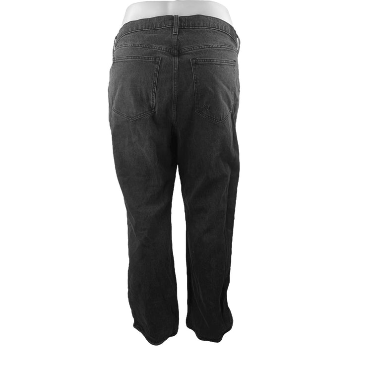 Abercrombie & Fitch The 90s Relaxed High Rise Black Straight Denim Jeans Size 35