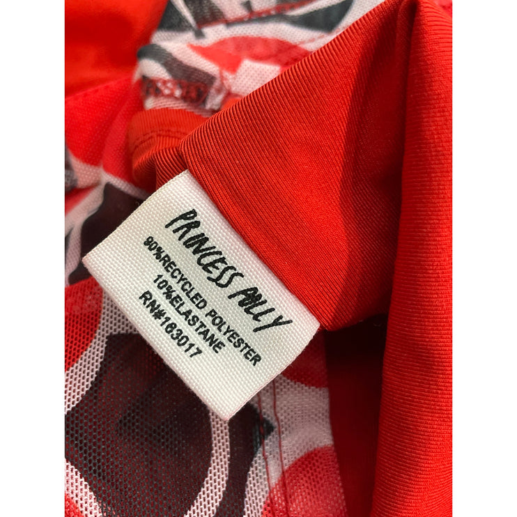 Princess Polly Women's Red Geometric Long Sleeve Button Down Shirt Blouse Top 4