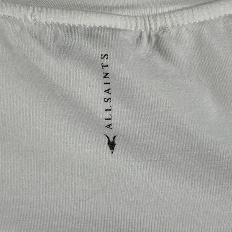 AllSaints White Sleeveless Crew Neck Ruched Knit Muscle Tee Tank Top Size XS