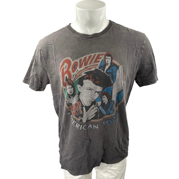 Lucky Brand Men's Gray Bowie Graphic Short Sleeve Crew T Shirt Tee Top Size L