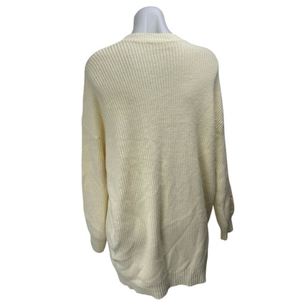 12th Tribe Cream Yellow Button Up Long Sleeve Oversized Knit Cardigan Sweater S