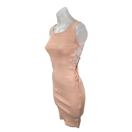 Rehab Coral Sleeveless Side Lace Up Ribbed Knit Tank Mini Bodycon Dress Size S