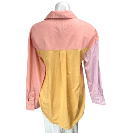 Abercrombie & Fitch Multicolor Colorblock Long Sleeve Button Down Shirt Top Sz S