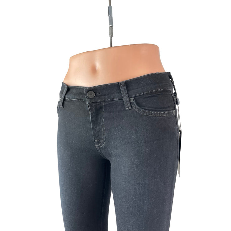 NEW 7 For All Mankind Women's Black Low Rise Slim Skinny Denim Jeans Size 24