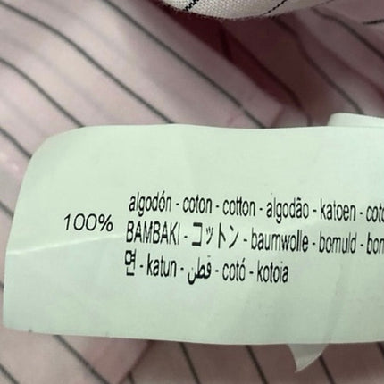 Zara Women's Pink Black Pinstriped Short Sleeve Button Down Shirt Top Size M