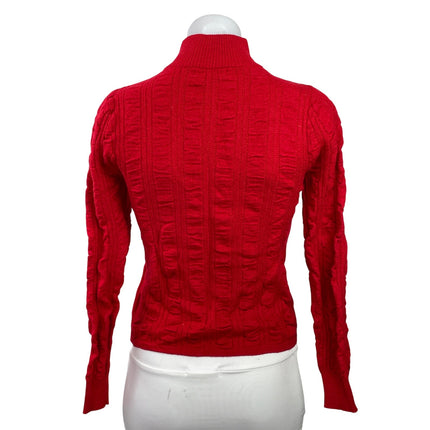 Love Field Women's Red Ribbed Knit Henley Button Turtleneck Sweater Top Size M