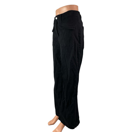 Dokotoo Women's Black High Waisted Flap Pocket Wide Leg Denim Jeans Size 14
