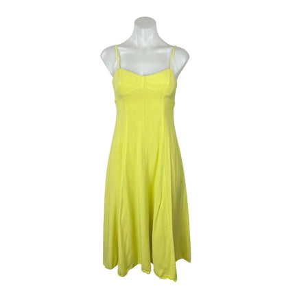 ASTR The Label Yellow Linen Sleeveless Cami Tank Pleated A Line Midi Dress Sz XS