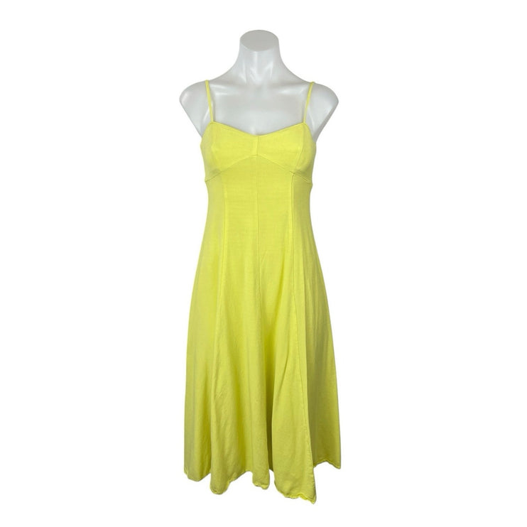 ASTR The Label Yellow Linen Sleeveless Cami Tank Pleated A Line Midi Dress Sz XS