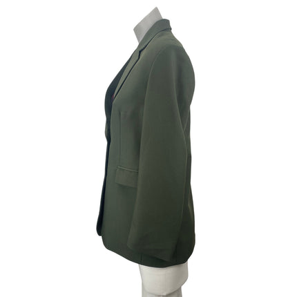 Women's Green Floral Jacquard Lined Notch Lapel Blazer Coat Suit Jacket Size S