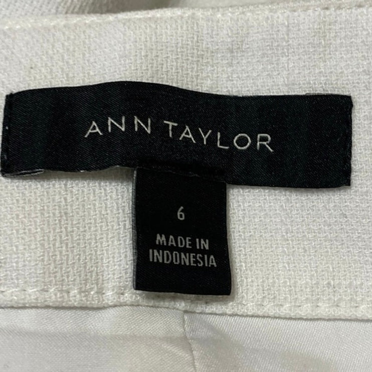 Ann Taylor Women's White High Waisted Straight Trousers Dress Pants Size 6