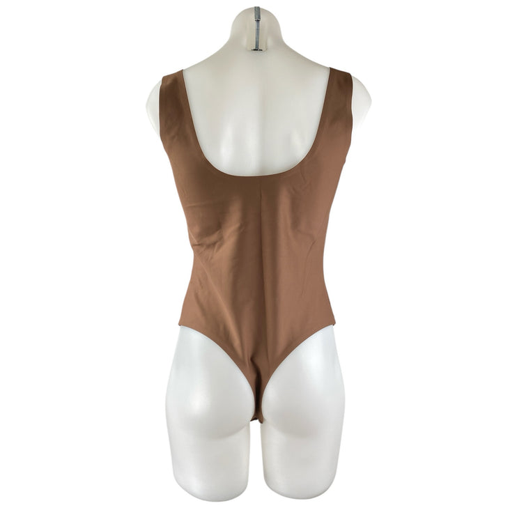 Parade Womens Tan Brown Sleeveless Scoop Neck One Piece Bodysuit Tank Top Size L