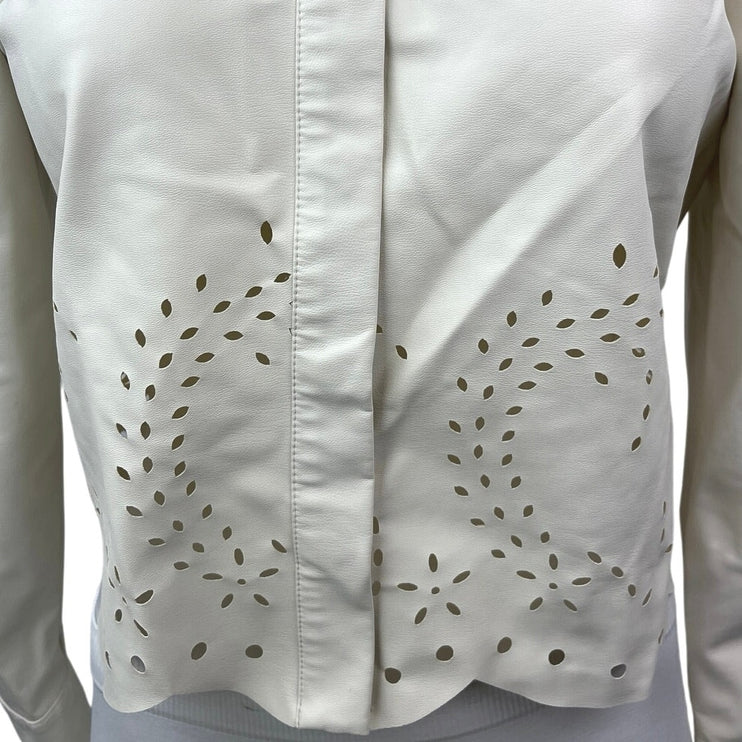 Zara Women's Ivory White Eyelet Long Sleeve Button Down Shirt Top Size S