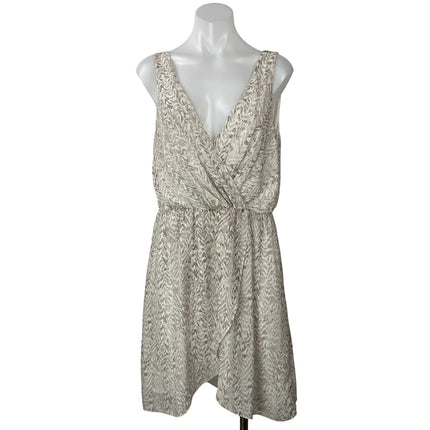 H&M Womens Beige Printed Sleeveless Faux Wrap Tulip Hem V-neck Mini Sundress 12