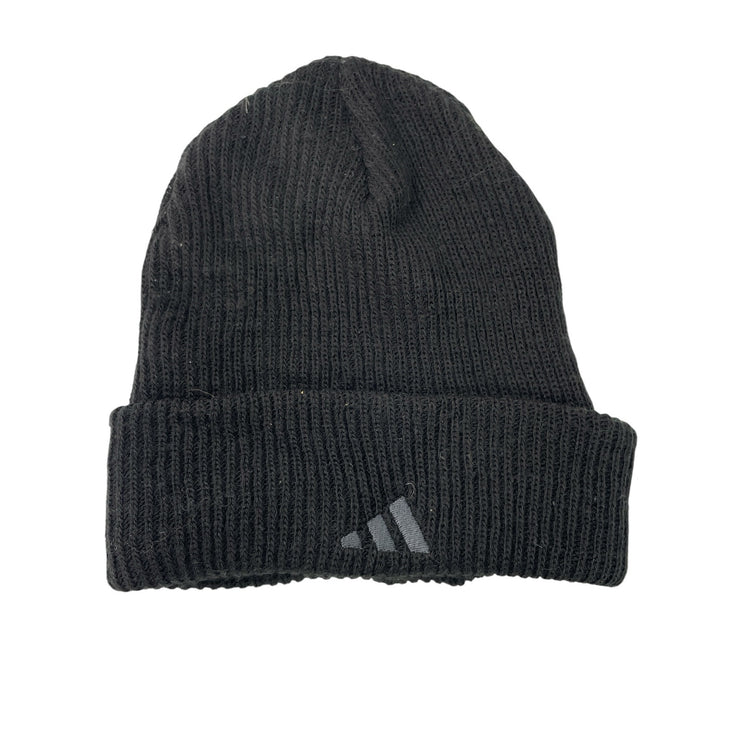 Adidas ABS Woolie Black Ribbed Knit Emboidered Cuffed Bonnet Beanie Hat OS