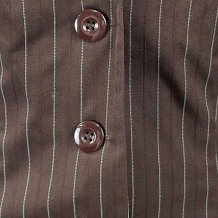 My Michelle Dark Brown Pinstriped Long Sleeve Button Up Blazer Coat Jacket 8