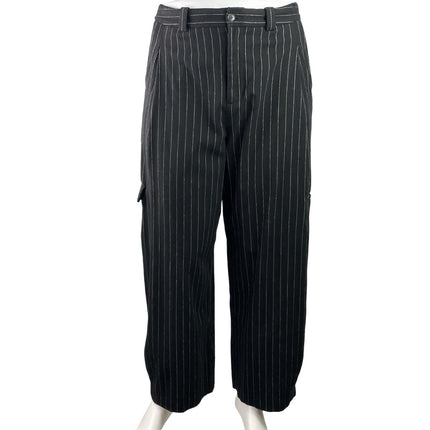 Madewell Womens Black Striped High Waist Wide leg Cargo Trousers Pants Size 16