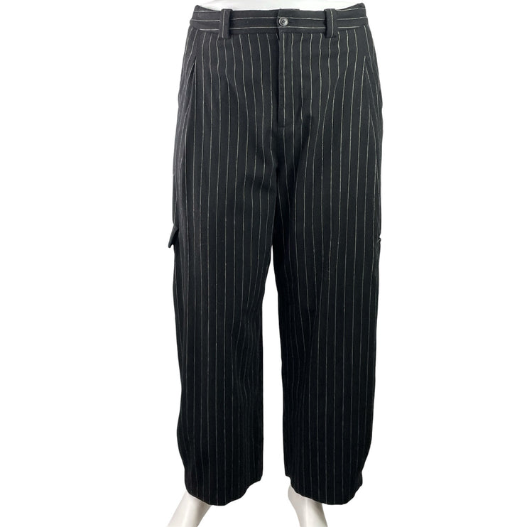 Madewell Womens Black Striped High Waist Wide leg Cargo Trousers Pants Size 16
