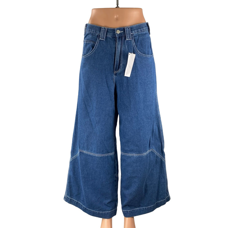 NEW Brandy Melville J.Galt Blue High Rise Wide Leg Palazzo Denim Jeans Size S