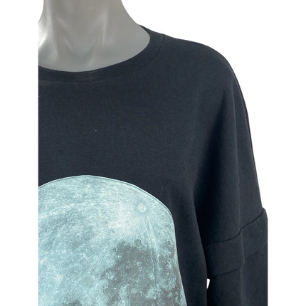 Matiere Noire Women's Black Moon Graphic Long Sleeve Sweater Sweatshirt Top Sz S