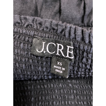 J.Crew Black Linen High Waisted Y2k Smocked A Line Pleated Mini Skirt Size XS
