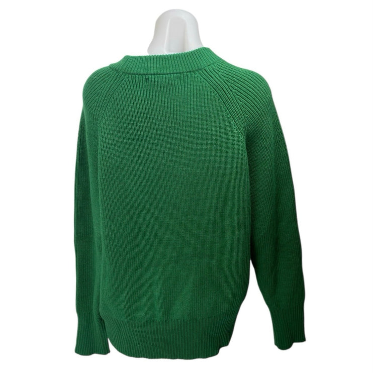Zara Womens Green Chunky Knit Wool Mock Neck Long Sleeve Oversized Sweater Top L