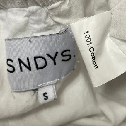 SNDYS. Womens White High Rise Drawstring Relaxed Casual Wide Leg Trouser Pants S