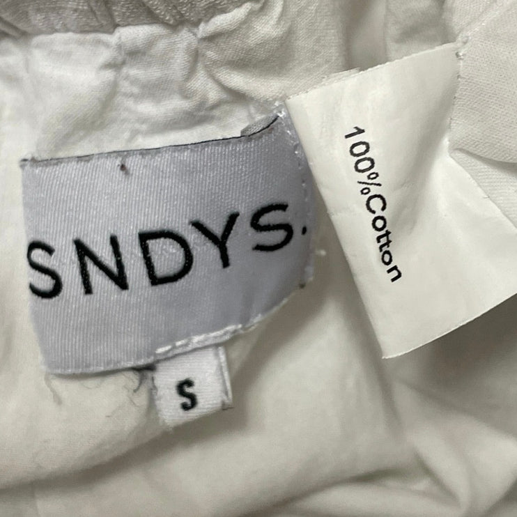 SNDYS. Womens White High Rise Drawstring Relaxed Casual Wide Leg Trouser Pants S