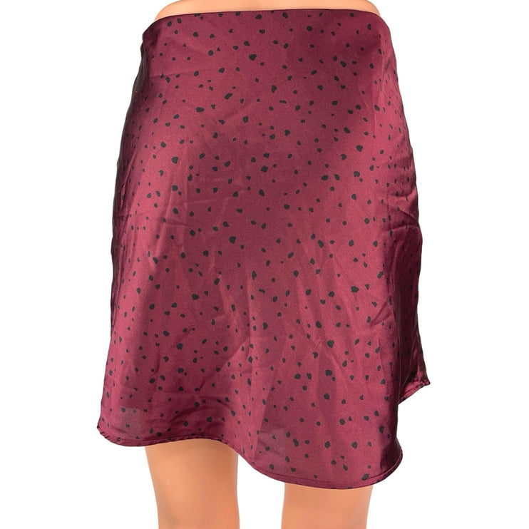 Abercrombie & Fitch Purple Black Dots Silk Satin Mini Slip A-Line Wrap Skirt XXS