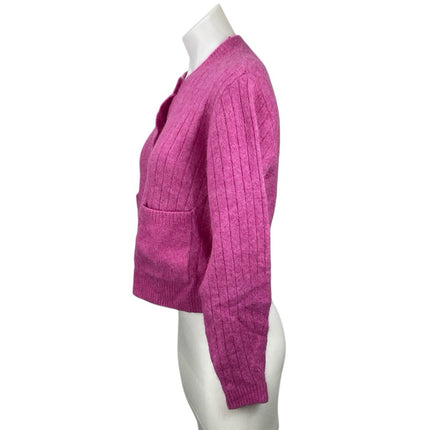 & Others Stories Womens Pink Wool Long Sleeve Button Down Cardigan Sweater Top S