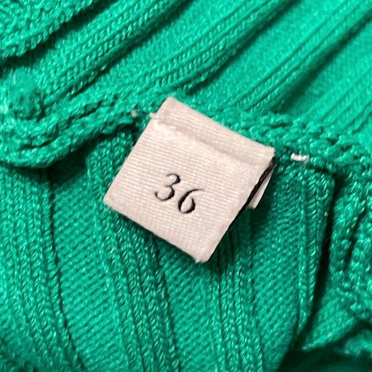 Sandro Lorel Green Ribbed Knit Short Sleeve Button Down A Line Midi Dress Size 8