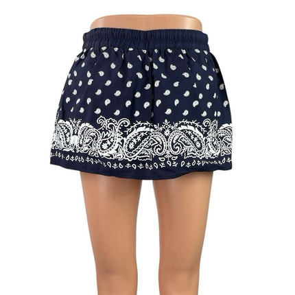 NEW Edikted Hidi Bandana Paisley High Rise Mini Wide Leg Flare A-Line Skirt XS