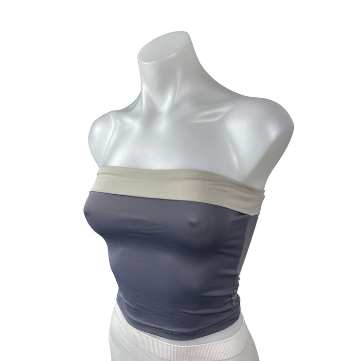 Princess Polly Black Beige Strapless Tube Bandeau Colorblock Crop Top Size 2